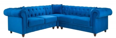Product photograph of Kensington Flush Blue Large Corner Sofa from Choice Furniture Superstore