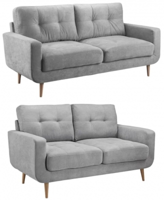 Product photograph of Aurora Grey Tufted 3 2 Seater Sofa from Choice Furniture Superstore