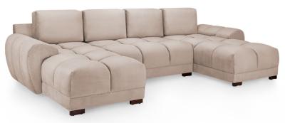 Azzuro Mocha Velvet Fabric U Shape Corner Sofa Suite