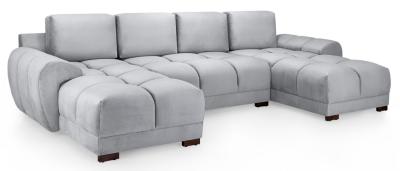 Azzuro Grey Velvet Fabric U Shape Corner Sofa Suite