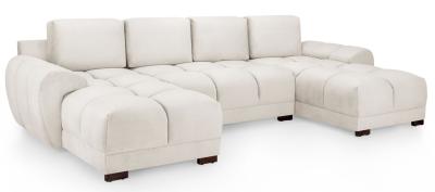 Azzuro Cream Velvet Fabric U Shape Corner Sofa Suite