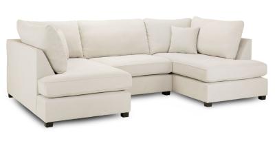 Carnaby Classic Beige Fabric U Shape Corner Sofa Suite