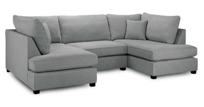 Carnaby Classic Grey Fabric U Shape Corner Sofa Suite