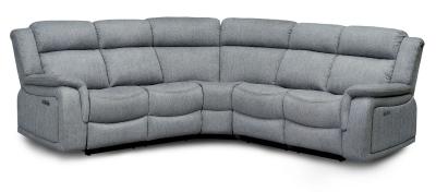 Linden Grey Fabric Large 2 Corner 2 Recliner Sofa Set