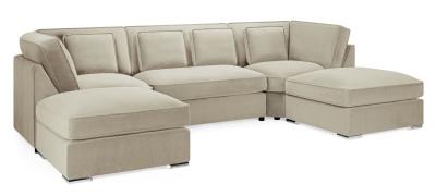 Belgravia Beige Velvet Fabric U Shape Corner Sofa Suite