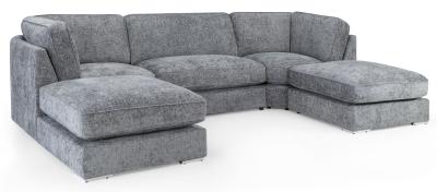 Esma Grey Fabric U Shape Corner Sofa Suite