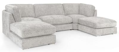 Esma Ivory Fabric U Shape Corner Sofa Suite