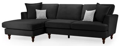 Bari Black Fabric Left Hand Facing Corner Sofa