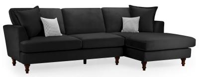 Bari Black Fabric Right Hand Facing Corner Sofa