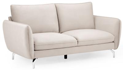 Lavard Beige Plush Velvet Fabric 2 Seater Sofa