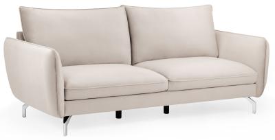 Lavard Beige Plush Velvet Fabric 3 Seater Sofa