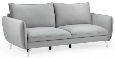 Lavard Grey Plush Velvet Fabric 3 Seater Sofa