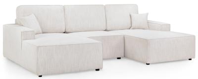 Leo Cinema Beige Fabric U Shape Corner Sofa Suite