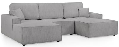 Leo Cinema Grey Fabric U Shape Corner Sofa Suite