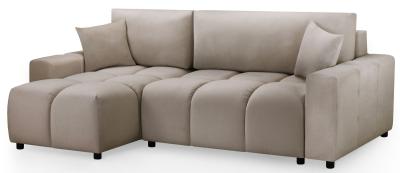 Luki Mocha Fabric Left Hand Facing Corner Sofabed With Storage