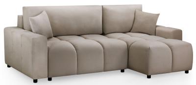 Luki Mocha Fabric Right Hand Facing Corner Sofabed With Storage