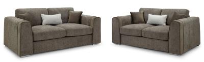 Product photograph of Naples Mocha Fabric 3 2 Seater Sofa from Choice Furniture Superstore