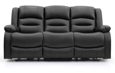 Alva Black Faux Leather Electric Recliner 3 Seater Sofa