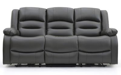 Alva Grey Faux Leather Electric Recliner 3 Seater Sofa