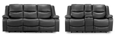 Harald Black Faux Leather Electric Recliner 32 Seater Sofa