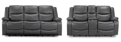 Product photograph of Harald Grey Faux Leather Electric Recliner 3 2 Seater Sofa from Choice Furniture Superstore