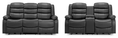 Otto Black Faux Leather Electric Recliner 32 Seater Sofa