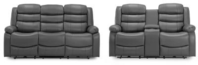 Otto Grey Faux Leather Electric Recliner 32 Seater Sofa