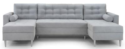 Porto Grey Fabric U Shape Click Clack Corner Sofabed With Storage