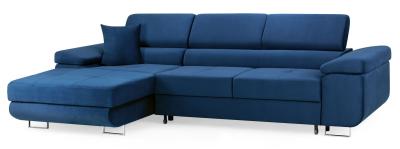 Torezio Blue Fabric Left Hand Facing Pull Out Corner Sofabed