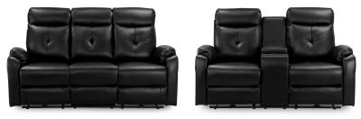 Jonas Black Faux Leather Electric Recliner 32 Seater Sofa