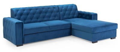 Product photograph of Reva Blue Fabric Right Hand Facing Pull Out Corner Sofabed With Storage from Choice Furniture Superstore