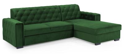 Product photograph of Reva Green Fabric Right Hand Facing Pull Out Corner Sofabed With Storage from Choice Furniture Superstore