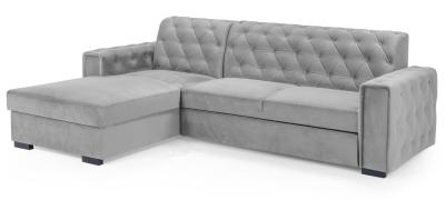 Product photograph of Reva Grey Fabric Left Hand Facing Pull Out Corner Sofabed With Storage from Choice Furniture Superstore