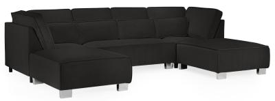 Sloane Black Fabric U Shape Corner Sofa Suite