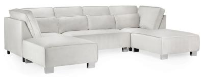 Sloane Silver Fabric U Shape Corner Sofa Suite