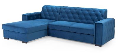 Product photograph of Reva Blue Fabric Left Hand Facing Pull Out Corner Sofabed With Storage from Choice Furniture Superstore