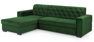 Product photograph of Reva Green Fabric Left Hand Facing Pull Out Corner Sofabed With Storage from Choice Furniture Superstore