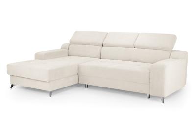 Product photograph of Dahlia Electric Beige Fabric Left Hand Facing Corner Sofabed With Storage from Choice Furniture Superstore