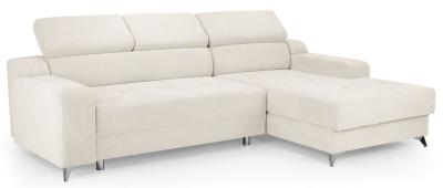Product photograph of Dahlia Electric Beige Fabric Right Hand Facing Corner Sofabed With Storage from Choice Furniture Superstore