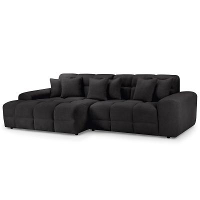 Jacob Black Fabric Corner Sofa Lhf