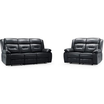 Novie Black Faux Leather 32 Seater Sofa Set