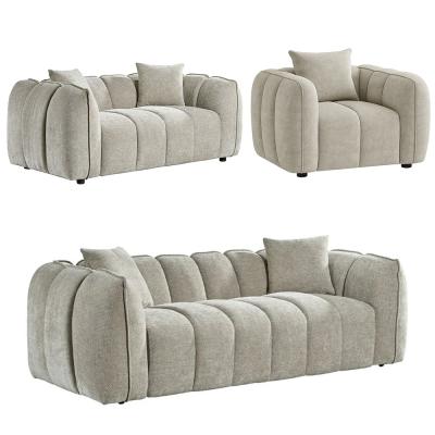 Venice Sofa Set - Beige Fabric - 3+2+1 Seater