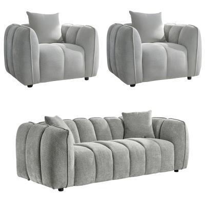 Venice Sofa Set - Grey Fabric - 3+1+1 Seater