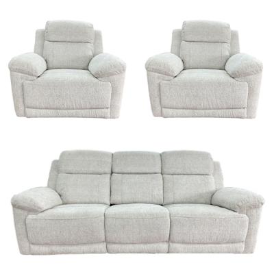 Owen Electric Recliner Sofa Set - Cream Fabric - 3+1+1 Seater