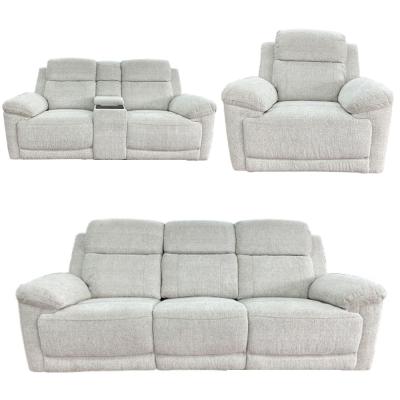 Owen Electric Recliner Sofa Set - Cream Fabric - 3+2+1 Seater