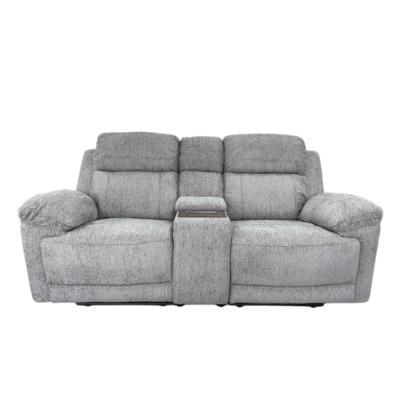 Owen Electric Recliner Sofa - Grey Fabric - 2 Seater - Console