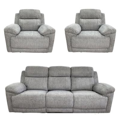 Owen Electric Recliner Sofa Set - Grey Fabric - 3+1+1 Seater