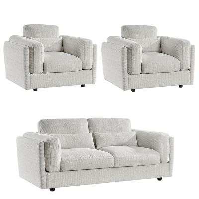 Bari Sofa Set - Beige Fabric - 3+1+1 Seater