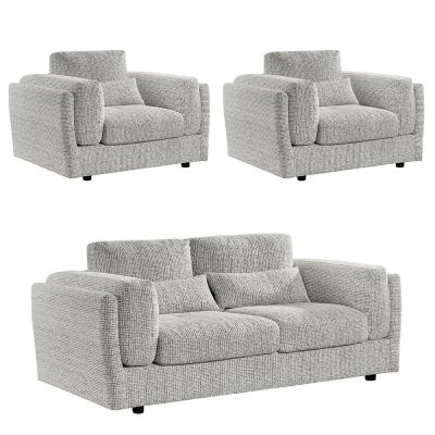Bari Sofa Set - Grey Fabric - 3+1+1 Seater