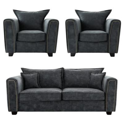 Serena Sofa Set - Charcoal Black Fabric - 3+1+1 Seater